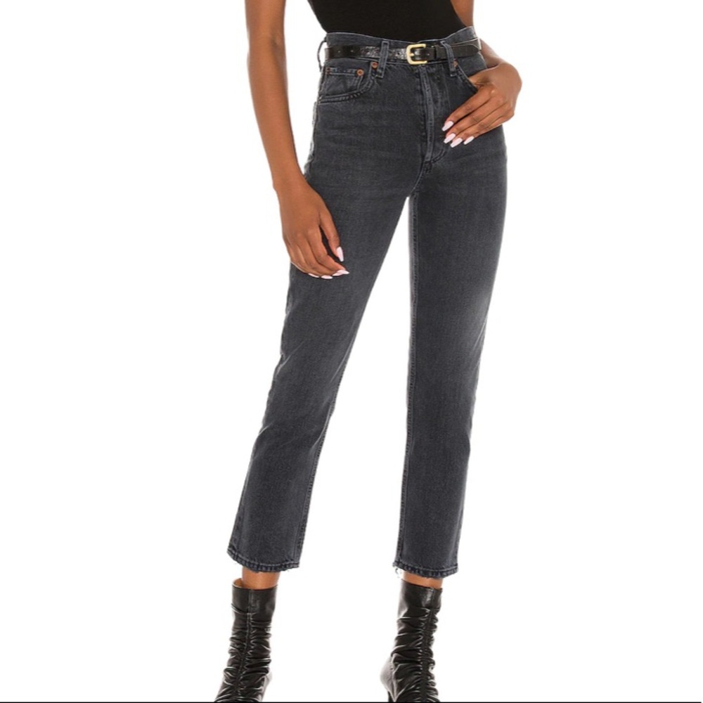 AGOLDE Riley Highrise straight crop. Color Medium Blue Sz30